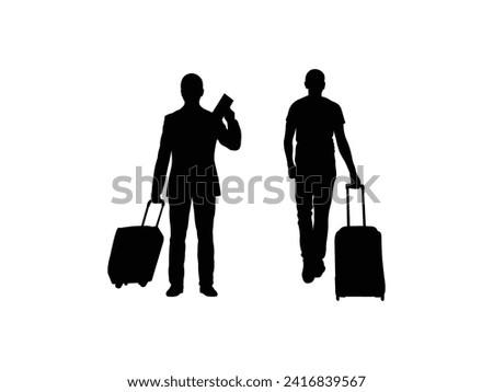 Similar – Image, Stock Photo Silhouette of traveler standing on top of mountain