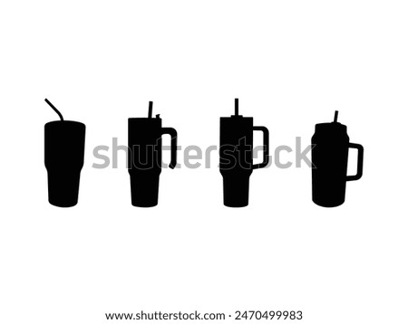 Group of Stanley Cup Silhouette isolated white background. Vector Illustration