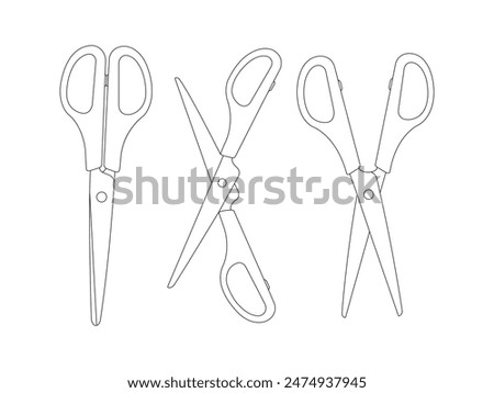 Group of Scissors Outline Icon isolated white background. Vector Illustration