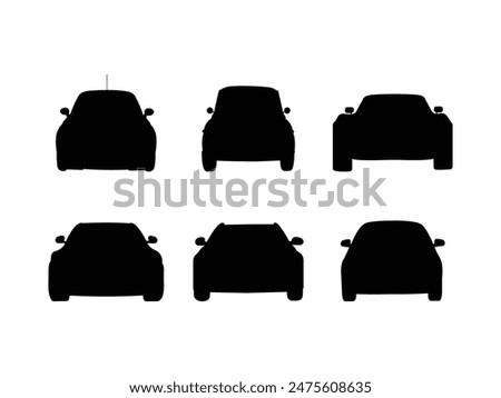 Group of Car Silhouette isolated white background. Vector Illustration