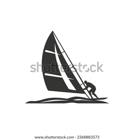 Windsurfing in motion Icon on White Background - Simple Vector Illustration