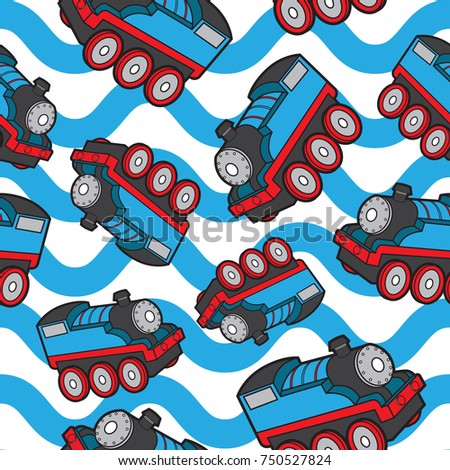 cute train seamless pattern vector cartoon