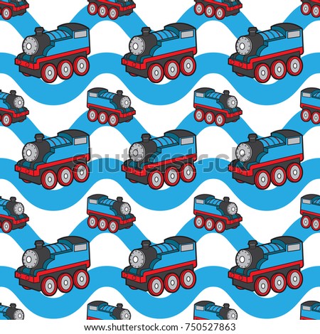 cute train seamless pattern vector cartoon