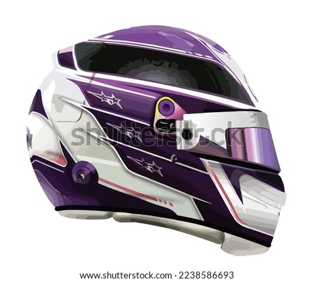 side view race helmet art fast purple design vector template isolated white background 