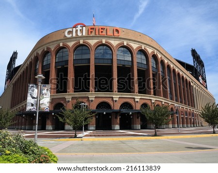 NEW YORK - SEPTEMBER 3: Citi Field, home of the National League Mets, on September 3, 2014 in New York. Opened in 2009, it seats 41,800 baseball fans and cost $900 million.