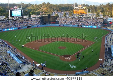 LOS ANGELES - APRIL 25: Dodger fans await a spring baseball game at Dodger Stadium on April 25, 2007 in Los Angeles, California.