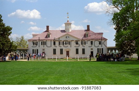 MOUNT VERNON, VIRGINIA - APRIL 28: Tourists line up at Mt. Vernon, historic estate of George Washington, on April 28, 2005. The estate was built in 1757 and designed by Washington himself.