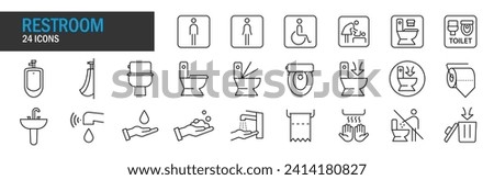 restroom icon set. High quality design element. Editable linear style stroke. Vector icon. EPS, PNG, JPG