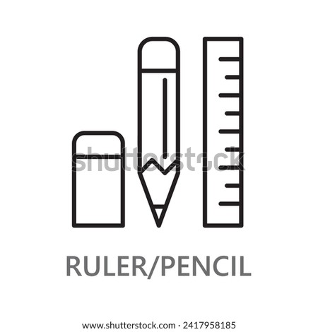 ruler, pencil icon. line vector icon on white background. high quality design element. editable linear style stroke. vector icon. 