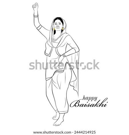 Hand drawn Indian dance, A lady performing cultural dance, Crops cutting celebration illustration