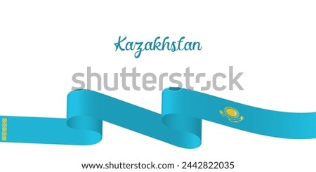 Waving Kazakhstan Flag. Kazakhstan Concept Background.