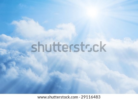 Clouds under the rays of heavenly body