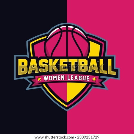 vector basketball women league editable vector template, sports league, basketball logo design