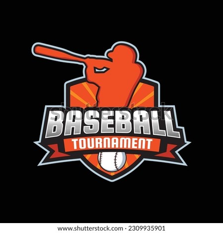 Vector baseball tournament logo design template, event, championship, league, sports editable text logo