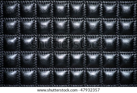 Black leather upholstery of furniture