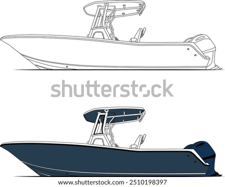 Fishing Boat Vector, Fishing Boat Images, Sport Fishing Boat Vector, Line Art, Ector Art, Flat Design, Fishing Illustration, Boat Vector, Silhouette Photo, Wave Vector, Free Image Download