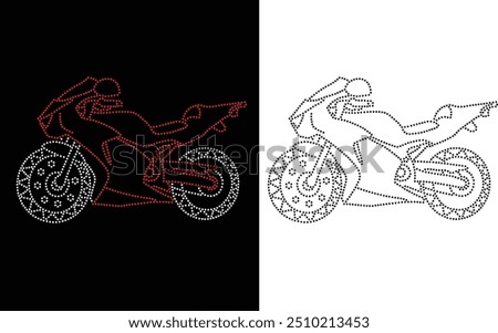 Rhinestone Unique Modern Motorcycle Vector Transfer Design, Rhinestone Design, Rhinestone Pattern Design, Rhinestone Design for T-shirt, RhinestTemplate Royalty-Free Images