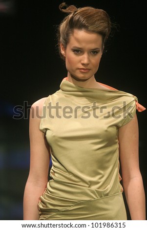 ZAGREB, CROATIA - NOVEMBER 29: Fashion model wears clothes made by Kristina Spirk on 