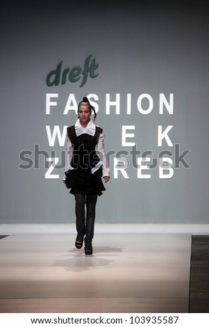 ZAGREB, CROATIA - MAY 12: Fashion model wears clothes made by Milena Rogulj on \