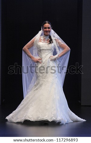 ZAGREB, CROATIA - OCTOBER 27: Fashion model wears wedding dress made by Vesna Sposa on 'Wedding days' show, October 27, 2012 in Zagreb, Croatia.