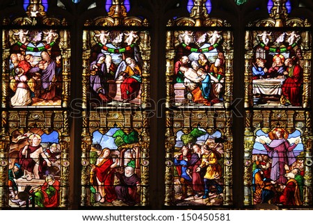 PARIS - NOV 07, 2012: Passion and Resurrection of Christ, church is dedicated Gervasius and Protasius is one of the oldest in Paris. Known for its richly painted stained glass, Paris on Nov 07, 2012