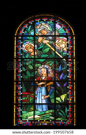 PARIS,FRANCE NOV 07: St Catherine, St Michael, St Margaret and Joan of Arc, Notre-Dame de Clignancourt church located in the 18th arrondissement of Paris. Completed in 1863. On Nov 07 in Paris