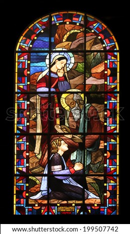 PARIS,FRANCE NOV 07:Saint Paule-Saint Jerome, Notre-Dame de Clignancourt church located in the 18th arrondissement of Paris. Completed in 1863. Windows are from the Art Deco period. On Nov 07 in Paris
