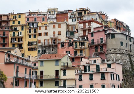 MANAROLA, ITALY - MAY 02: one of the Cinque Terre villages, UNESCO World Heritage Sites, remains a magnet for tourists to the famous Via dell'Amore remains closed, on May 02, 2014 in Manarola, Italy