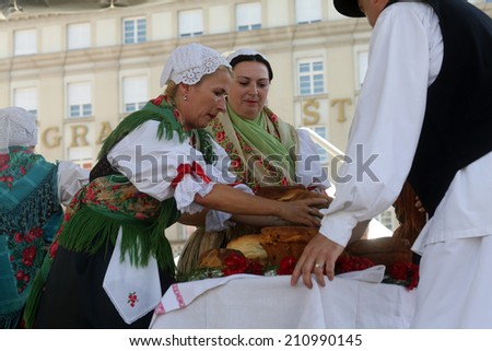 ZAGREB, CROATIA - JULY 19: Members of folk group Selacka Sloga from Nedelisce, Croatia during the 48th International Folklore Festival in center of Zagreb,Croatia on July 19, 2014