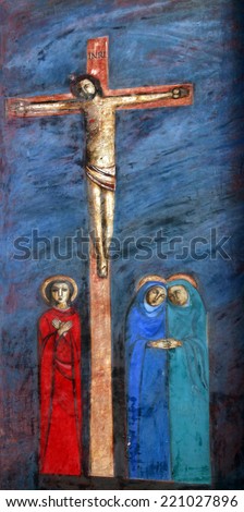 PRCANJ, MONTENEGRO - JUNE, 08: 12th Stations of the Cross, Jesus dies on the cross, the Catholic Church of the Birth of the Virgin Mary, on June 08, 2012, in Prcanj, Montenegro