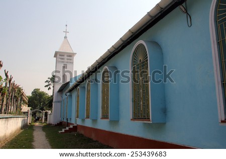 BASANTI, INDIA - DECEMBER 04, 2012: The Catholic Church in Basanti, West Bengal, India. There are over 17.3 million Catholics in India which represents less than 2% of the total population.