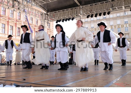 ZAGREB, CROATIA - JULY 19: Members of folk group Hrvatski narodni dom from Hamilton, Canada during the 49th International Folklore Festival in center of Zagreb, Croatia on July 19, 2015