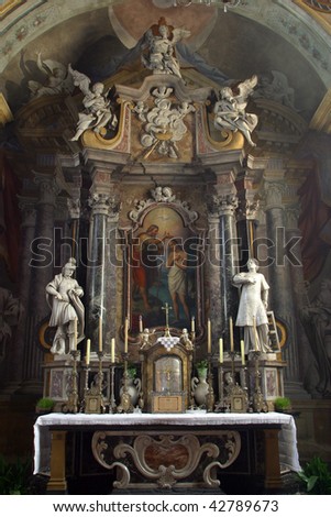 Baptism of the Lord\'s altar in the church of St. John the Baptist in Zagreb
