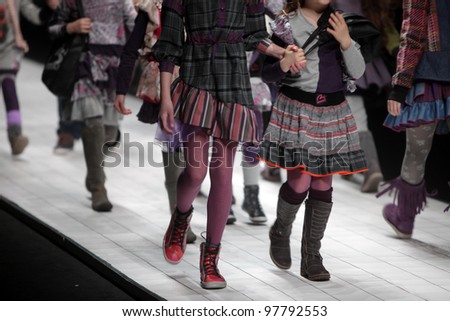 ZAGREB, CROATIA - MARCH 16: Fashion model wears clothes made by Bambi by Zigman on \