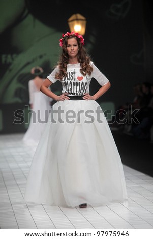 ZAGREB, CROATIA - MARCH 17: Fashion model wears clothes made by Envy Room on \