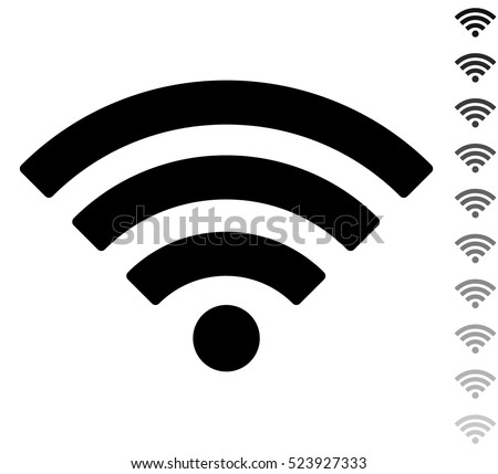 Wi fi - black vector icon and ten icons in  shades of grey