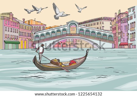 Venecia cityscape view. Gondola in Grand Canal. Foto d'archivio © 