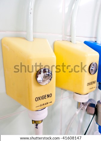 connections of oxygen for anesthesia and operating room