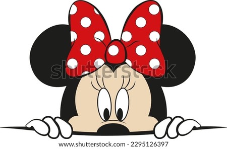 Cartoon illustration with hidening mouse face and ears 