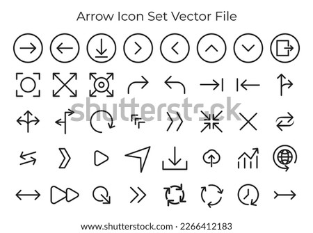 arrow icon vector set with black and white color, left arrow, right arrow, up arrow, down, curved 