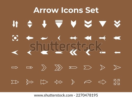Arrow icons set vector, left arrow, down arrow, forward, left, up fly