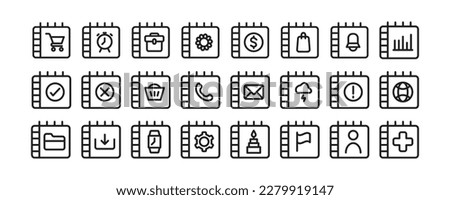 Time and Date Calendar Icons Set Outline Black and White, shopping icons, deadline icons