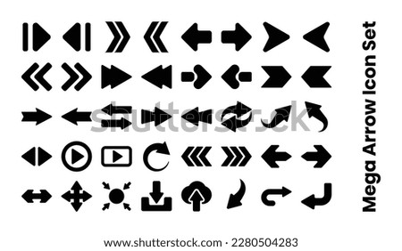 Arrow Icon Mega Set Vector With Black and White Color, Different Style Arrow Icons, Left Arrow, Back Arrow, Direction, Cursor For Website and Apps