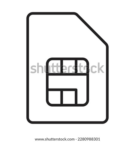 Mobile SIM Card Icon Vector, Dual Sim Card Vector Icon Isolated Black and White Outline