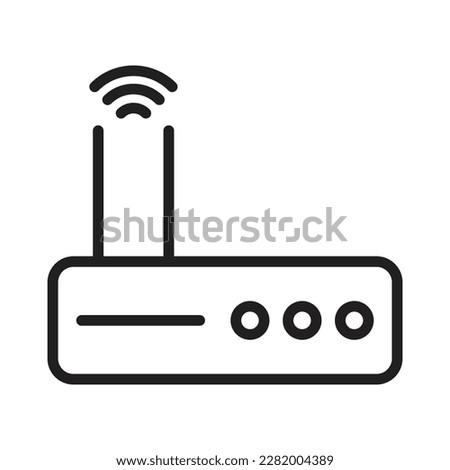 WiFi Router Outline Icons, Modem Icons, Wireless Router Connectivity, Broadband Line, Internet Connection, Access Point Vector Icons