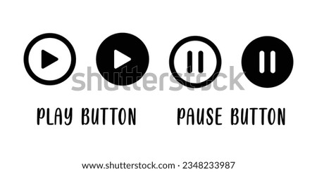 Play, Pause, Next, Previous And Stop Button Set, Multimedia Player Icon, Music Elements Design, Media Player Button, Play Back Symbol Vector Illustration