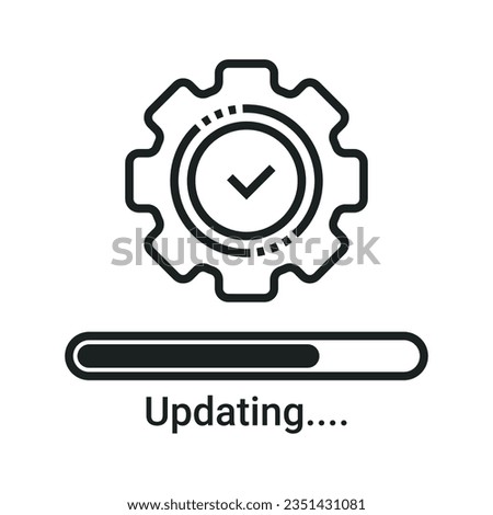 Update Vector Icon, Upgrade System Sign, Installing Software, Gear Settings, Application Update Process Completed, Refresh Button, Update Status Symbol, Updating System Software Vector Illustration