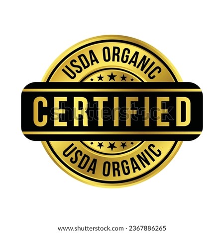 USDA Organic Certified Badge, Seal, United States Department Of Agriculture Certification Logo, Label, Food Production Element, Protect Natural Resources And Safety Food Design Vector Illustration