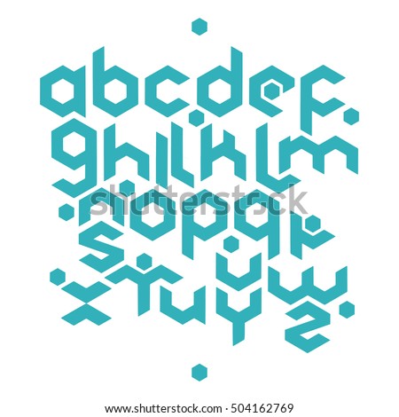 Hexagonal futuristic alphabet. Vector stock illustration of english letters in modern geometric style