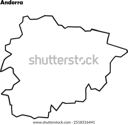 Principality of Andorra map simple outline.